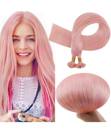 Runature pink bonds extensions real hair 50cm long invisible keratin bonding extensions real hair rosa 25pcs smooth u tip extensions real hair 1g hot fusion color #pink 50cm utip #pink