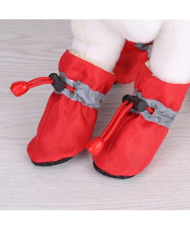 4Pcs/Set Pet Dog Boots Anti-Slip Waterproof Dog Shoes Anti-Skid Dog Boots Pad Pet Winter Warm Snow Boots for Small Dogs with Adjustable Fastening Strap Soft Pad (#4-Red) - Buy Online on GoSupps.com