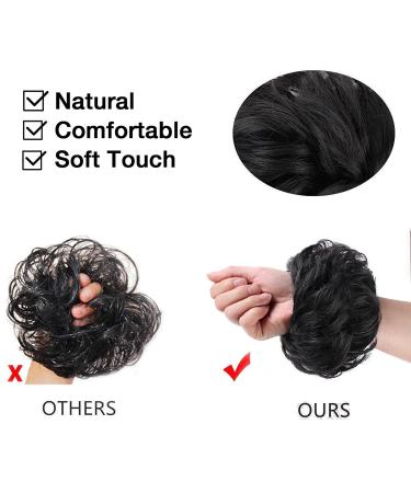 Messy Hair Bun Scrunchie Extension - Curly Wavy Updo for Women (Natural Black) - Buy Online on GoSupps.com