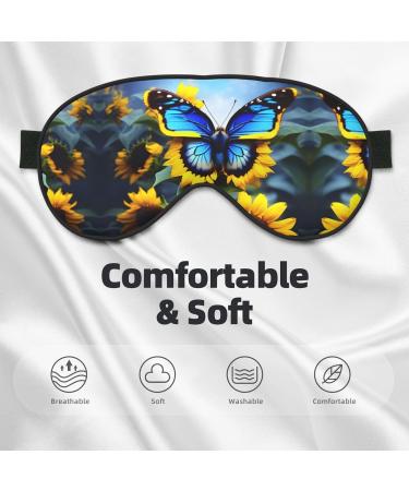 Buy Sunflower Blue Butterfly Eye Mask - Soft Adjustable & Comfortable Sleep Mask for Men & Women - Nighttime Relaxation Essentials - Buy Online on GoSupps.com