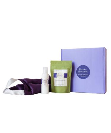 Victoria's Lavender Neck Wrap Gift Set with Lavender Bath Salts Lavender Hand & Body Lotion - Skin Care Sets & Kits Lavender Bath and Body Products for Women Beauty Products For Women Spa Kit Unwind Gift Set