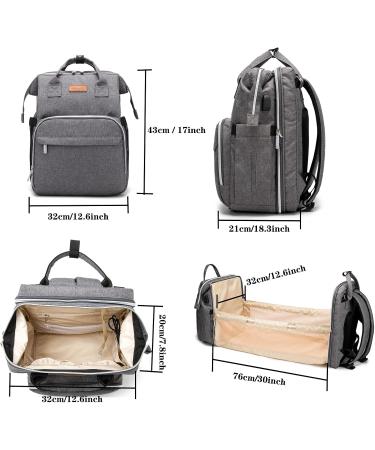 Attacking Multifunctional Mom Backpack - Waterproof Large Capacity Diaper Bag with USB Stroller Belts & Diaper Pad (LD47 Gray) - Buy Online on GoSupps.com