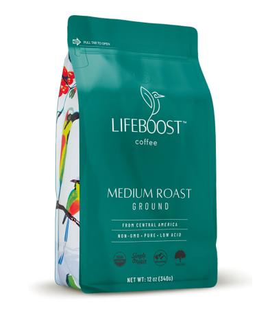 Lifeboost Coffee Ground Medium Roast Coffee - Low Acid Single Origin USDA Organic Coffee - Non-GMO Ground Coffee Third Party Tested For Mycotoxins & Pesticides - 12 Ounces GROUND Medium Roast 12 Ounce (Pack of 1)