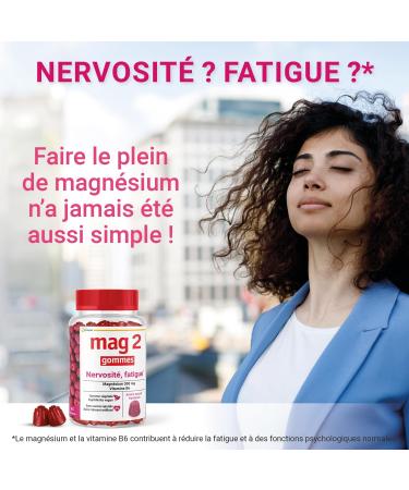 MAG 2 - Raspberry gums - Magnesium and vitamin B6 - Anti-nervousness and anti-fatigue - No added sugars - Dietary supplement - 45 gums - Voted product of the year 2023 - Buy Online on GoSupps.com