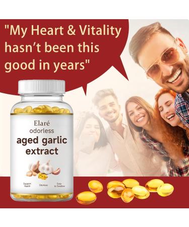 Elare 2026 Upgraded Aged Garlic Extract - 7500mg Odorless Organic Garlic Vegetarian Non-GMO All-Natural Softgels 2-Year Matured for Antioxidant Wellness (1) - Buy Online on GoSupps.com