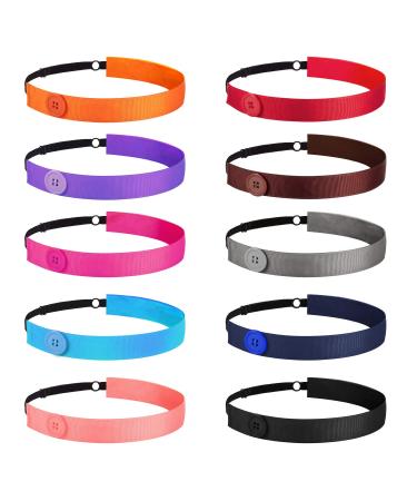 10 Pieces Button Headbands Ear Protection Holder Non Slip Elastic Yoga Sports Hair Band Head Wrap for Women (Lively Color)