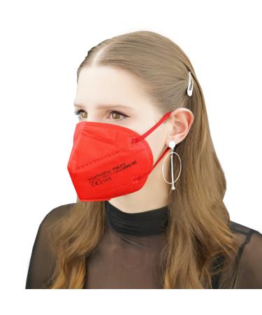 Promedicalcare.Mundship FFP2 Mask colored mouth protection mask ffp2 colorful masks mouth protection ffp2 (single packed) 10 pieces (1 Pack) red