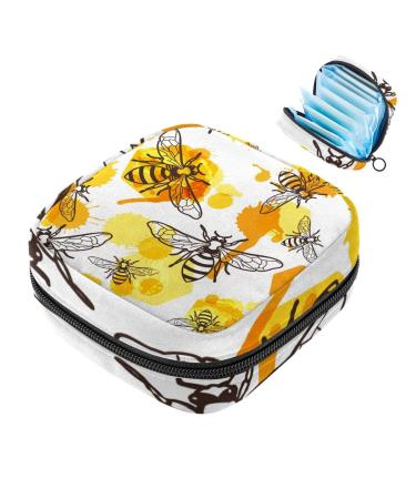 Muooum menstrualpolster bag zipper women's flip pocket tampons collect bags for women girls (bees honeycomb pattern) Color 10