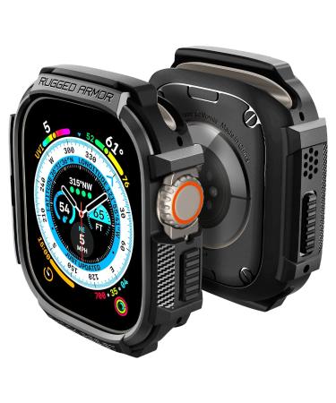 Spigen Rugged Armor Designed for Apple Watch Ultra Case Durable TPU Case for Apple Watch Ultra 49mm Case - Black