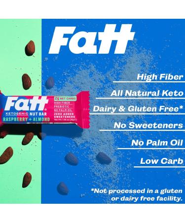Fattbar Keto Bars 5-Pack - Raspberry & Almond Flavor | Low Carb, High Fiber, Sweetener Free, Vegan, Non-GMO Snacks | 2g Net Carbs | Super Fats | 1.06 oz per bar - Buy Online on GoSupps.com