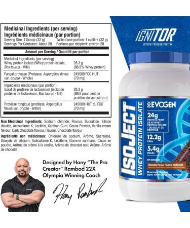 Evogen Isoject - Whey Isolate Protein Powder | Ultra-Pure Whey Isolate Enhanced Absorption & Recovery | Ignitor Enzymes BCAAs EAAs | Chocolate | 28 Servings - Buy Online on GoSupps.com