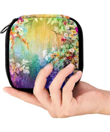GIAPB Period Bag - Sanitary Napkin Storage & Makeup Pouch - Art Autumn Flower Color - Buy Online on GoSupps.com