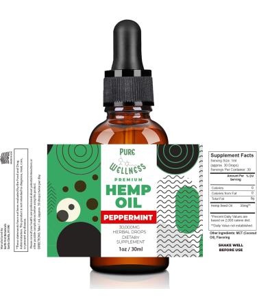 Organic Hemp Seed Oil - Peppermint Flavor 30 000 mg High Potency | Natural Pain Relief Sleep Aid & Relaxation | Non-GMO Vegan | 4 Oz - 4-Pack - Buy Online on GoSupps.com
