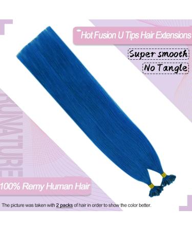 Runature Blue Hair Extensions 55cm Real Hair Bonding Extensions | 25 Strands 25g Keratin U-Tip - Perfect for International Shipping - Buy Online on GoSupps.com