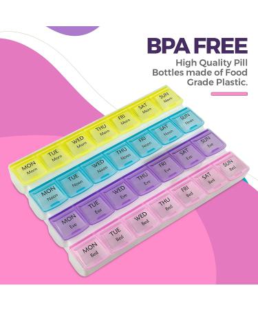 2 Pack Weekly Pill Organizer- 4-Times-a-Day Pill Planner with Daily Compartments - Travel Friendly Medication Reminder - Buy Online on GoSupps.com