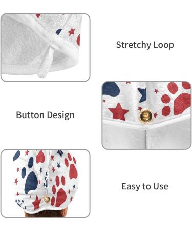 Blue Red Dog Footprints Hair Towel 2 Pack - Super Absorbent Quick Dry Turbans for Women & Girls - Buy Online on GoSupps.com