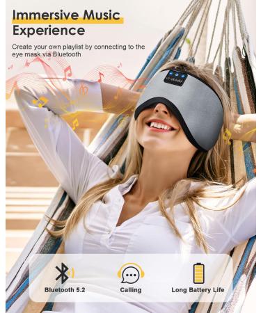 LC-dolida Bluetooth Sleep Headphones - 10-14 Hours Playtime - 100% Blackout Eye Cover for Sleeping - Zero Pressure Eye Mask - Grey - Buy Online on GoSupps.com