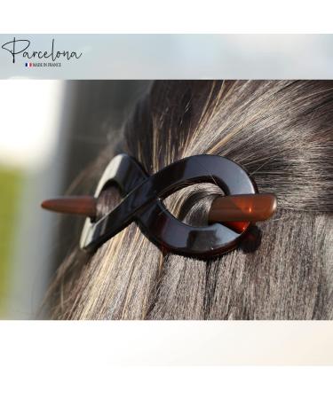 Parcelona French Infinity Brown Tortoise Shell Hair Slider Barrette Clip with Stick for Fine Hair Women & Girls - Buy Online on GoSupps.com