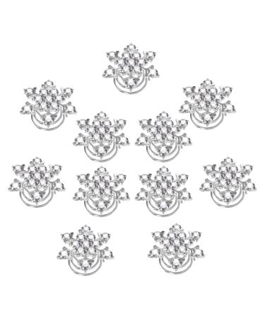 Lurrose 10pcs Spiral Hair Clips Snowflake Crystal Hair Accessories for Women Bridesmaid Girls Bridal