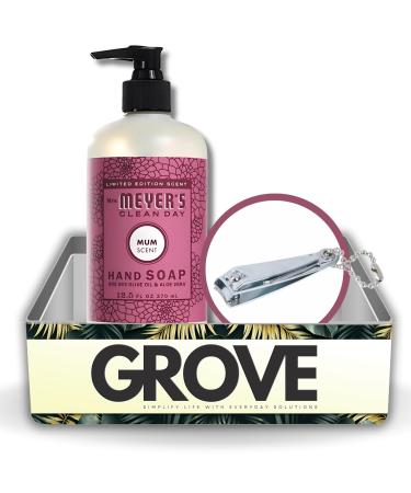 GROVE Clean Day Organic Mum Scent Liquid Hand Soap 12.5 oz Bundle with Nail Clipper - Gentle Hand Soap with Essential Oils & Aloe Vera - (2 Items)