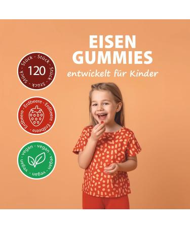 Gumamin Iron Gummy Bears for Kids - 120 Vegan Gummies | 10mg Iron & Vitamin C - Natural Alternative to Iron Tablets - Buy Online on GoSupps.com