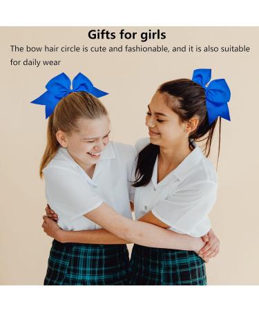 Niuhong Hair Tie - 4 Pieces Bow Hair Loops Large Colorful Bows Cheerleading Girls Accessory Blue (20.3 cm) - Buy Online on GoSupps.com