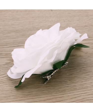 Buy Artificial Large White Rose Hairpin Clips & Brooch for Women | Perfect for Parties & Special Occasions - Buy Online on GoSupps.com