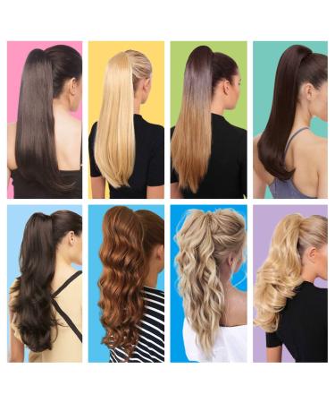 Qunlinta 18 Curly Wavy Ponytail Extension - Ash Blonde & Light Brown Clip-in Synthetic Hairpiece - Buy Online on GoSupps.com