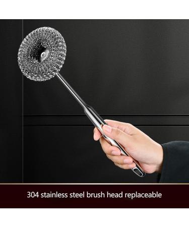 Stainless Steel Wool Scrubber Steel Scouring Pad with Long Handle 304 Steel Wool Scrubber for Kitchens Steel Wool Scrubber Pad with Strong Cleaning Ability for Pots Pans Grills and Sink 33*8cCm/12.99*3.15 inches - Buy Online on GoSupps.com