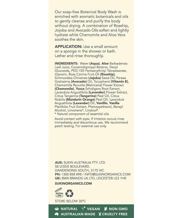 Sukin Signature Botanical Body Wash 16.9 fl oz - Natural Cleansing Formula - Buy Online on GoSupps.com