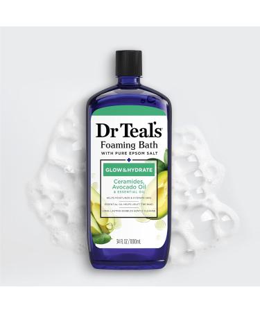 Dr Teal's Foaming Bath with Pure Epsom Salt | Glow & Hydrate Formula with Ceramides & Avocado Oil - 34 oz (Pack of 4) - International Shipping Available - Buy Online on GoSupps.com