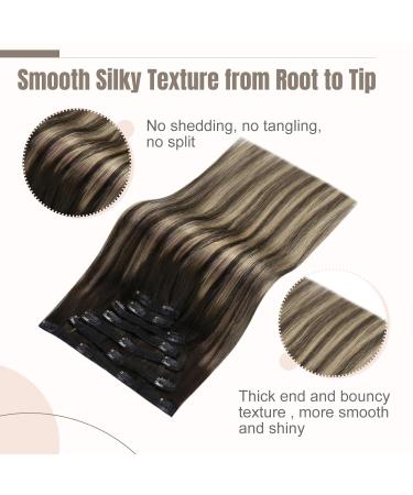 FSHINE Clip-In Extensions | Real Hair Balayage 60cm Natural Black & Caramel Blonde | Thick 120g Remy Hair Extensions for Women | 7 Pieces #1B/27/1B - Buy Online on GoSupps.com