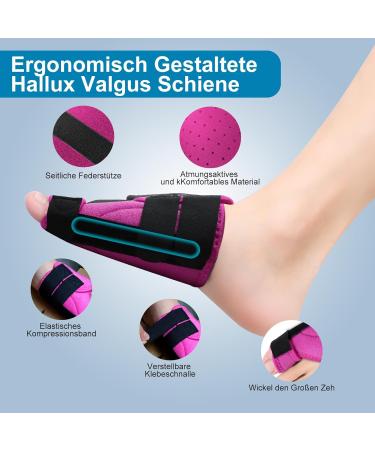 Hallux Valgus Correction Rail - Relief for Large Toe Pain Align Toes Big Toe Protection for Men & Women (Rose Red Left) - Buy Online on GoSupps.com