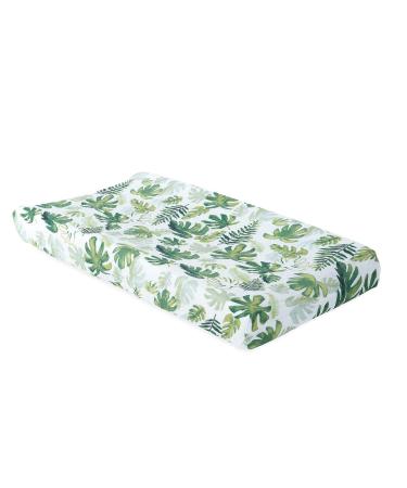 Little Unicorn  Tropical Leaf Changing Pad Cover | 100% Cotton Muslin | Super Soft | Baby Diaper Changing | Machine Washable | 16 x 32