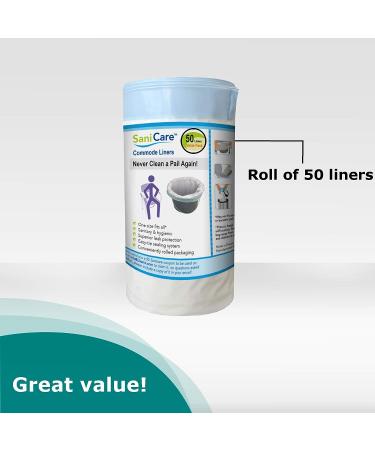 SaniCare Commode Liners Value Pack - Disposable Bedside Commode Liners - Adult Chair Pail Liners - 50 Count (Pack of 3) - Buy Online on GoSupps.com