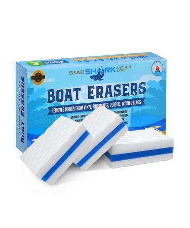 SandShark Premium Boat Erasers 3 Pack Removes Scuffs Marks Dirt & Grime Magically Clean Fiberglass Gelcoat Plastic Vinyl Great Gift Idea or Gadgets for Men
