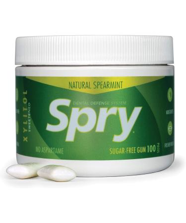 Spry Xylitol Gum Spearmint 100 Pieces - Sugar-Free Chewing Gum - 100 Count Pack - Buy Online on GoSupps.com