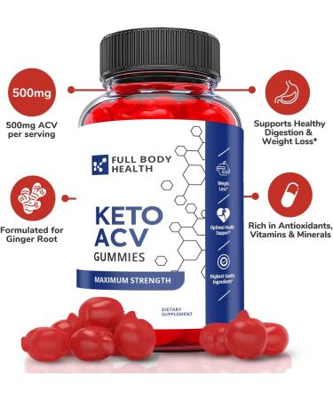 Full Body Health Keto Gummies with Apple Cider Vinegar - Vegan Non GMO Supplement (60 Gummies) - Buy Online on GoSupps.com