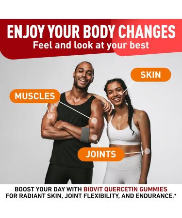 BioVit Quercetin Gummies 500MG - Activated Quercetin for Kids & Adults Immune System & Allergy - Chewable with Bromelain Zinc Vitamin C Vitamin D3 - Made in USA - 60 Vegan Gummy Bears - Buy Online on GoSupps.com