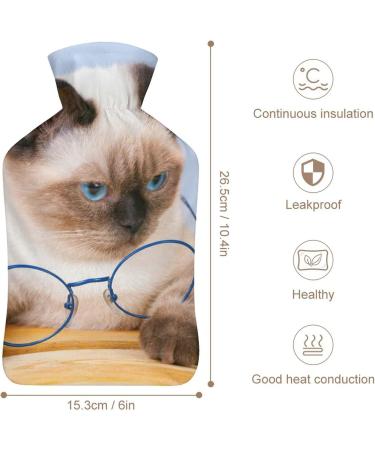 Cat Hot Water Bottle with Plush Cover - Hand Warmer for Adults & Kids | 26.5x15.3cm | Perfect for Cozy Comfort - Buy Online on GoSupps.com