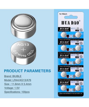 100 Pack AG13 LR44 Alkaline Batteries - 1.5V Coin Cell Battery | A76 357 303 | 100 Pcs for International Shipping - Buy Online on GoSupps.com
