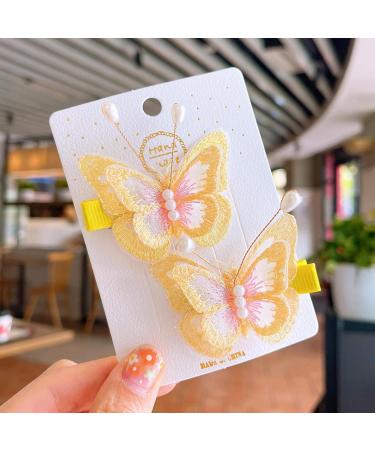 Butterflies Clips for Hair - Moving 3D Hair Decor - Cute Sparkly Clamps Pins Flying Butterflies with Shiny Rhinestone Women Girls Hair Accessories for Bride Weddings Rowces A Pair of Yellow Embroidered Butterflies - Buy Online on GoSupps.com