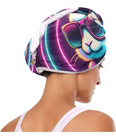 Buy Dj Rabbit Colorful Neon Light Hair Towel 2 Pack | Super Absorbent Quick Dry Hair Turbans for Women & Girls - Ideal for Fast Hair Drying - Buy Online on GoSupps.com