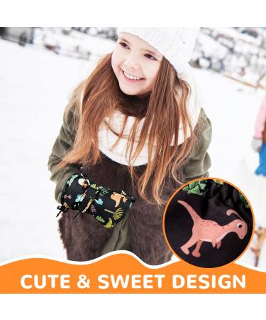 Upenty Kids Ski Gloves - Waterproof Windproof Warm & Breathable Winter Gloves for Boys & Girls (Ages 2-10) - Dinosaur Design - Buy Online on GoSupps.com