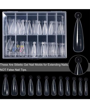MIKIMIQI Dual Nail Forms Set - Poly Gel Kit with 120 Stiletto Nail Molds, 10 Pink Acrylic Nail Tips Clips, Dual-Ended Gel Brush, Nail File for Polygel Extension - Buy Online on GoSupps.com