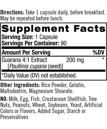 Natrol Guarana 200 mg â€“ 90 Capsules for Energy & Focus Boost | Buy Now - Buy Online on GoSupps.com