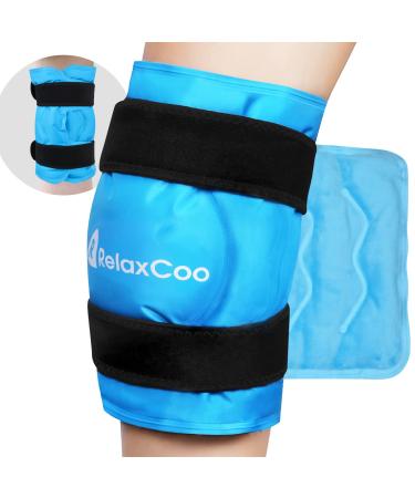 RelaxCoo XXL Knee Ice Pack Wrap Around Entire Knee After Surgery  Reusable Gel Ice Pack for Knee Injuries  Large Ice Pack for Pain Relief  Swelling  Knee Surgery  Sports Injuries  1 Pack BLUE 1PACK