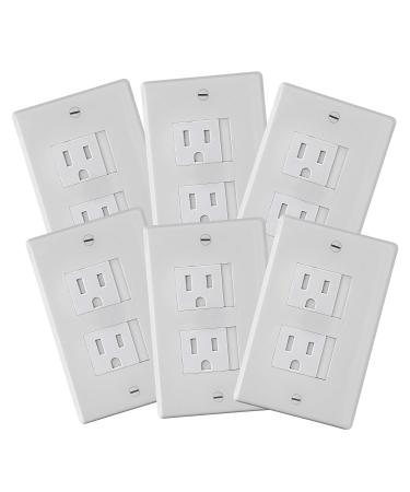 6-Pack Safety Innovations Self-Closing (2 Screw) Decora Outlet Covers- an Alternative to Wall Socket Plugs for Child Proofing Outlets (White)