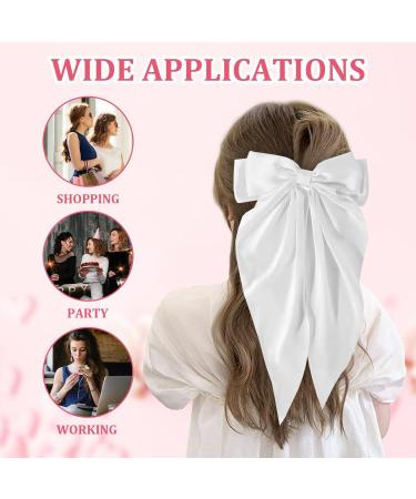 FEXPDL White Bow Hair Clip 2 Pcs Hair Bows for Women Bow Clips with Long Silky Satin Hair Slides Solid Color Bowknot Hairpin Hair Barrettes Scrunchies Accessories(White) - Buy Online on GoSupps.com