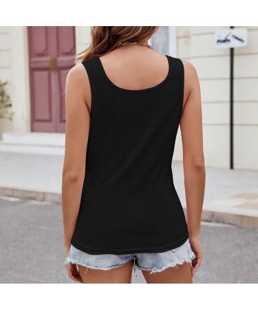 biJerou Women's Solid Color V-Neck Slim Sleeveless Vest - Summer Casual Top in Black | Fashionable Ladies Long Sleeve Loose Fit - Buy Online on GoSupps.com